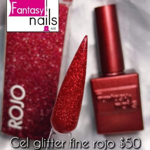 Gel glitter fine Rojo Fantasy nails